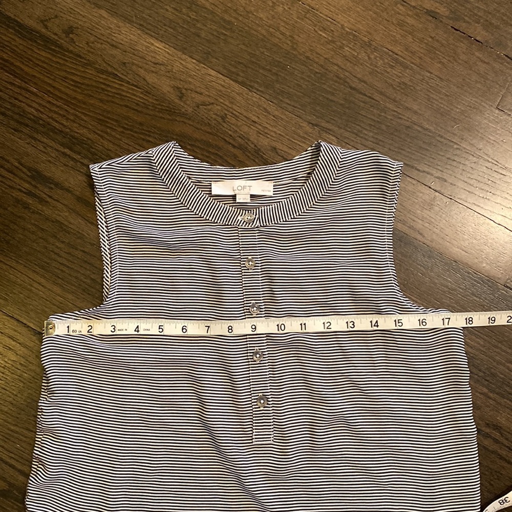 Loft Black and White Tank Top Small Petite SP Stripe Striped - Picture 4 of 8